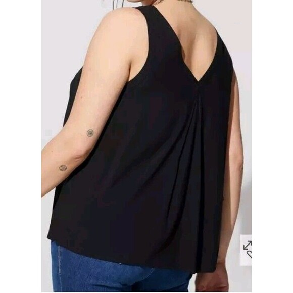 Torrid Challis Stitch Detail Tank Black Double V Back Reverse Pleat 6X Lagom - Picture 3 of 16